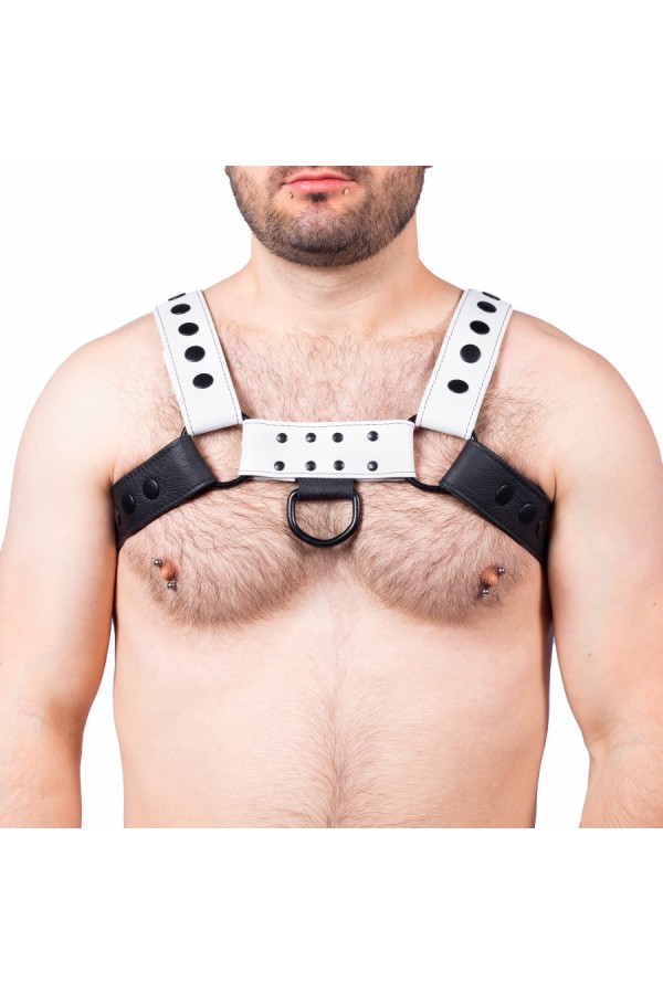 Harnessek / The Red Bulldog bőr harness - fekete fehér