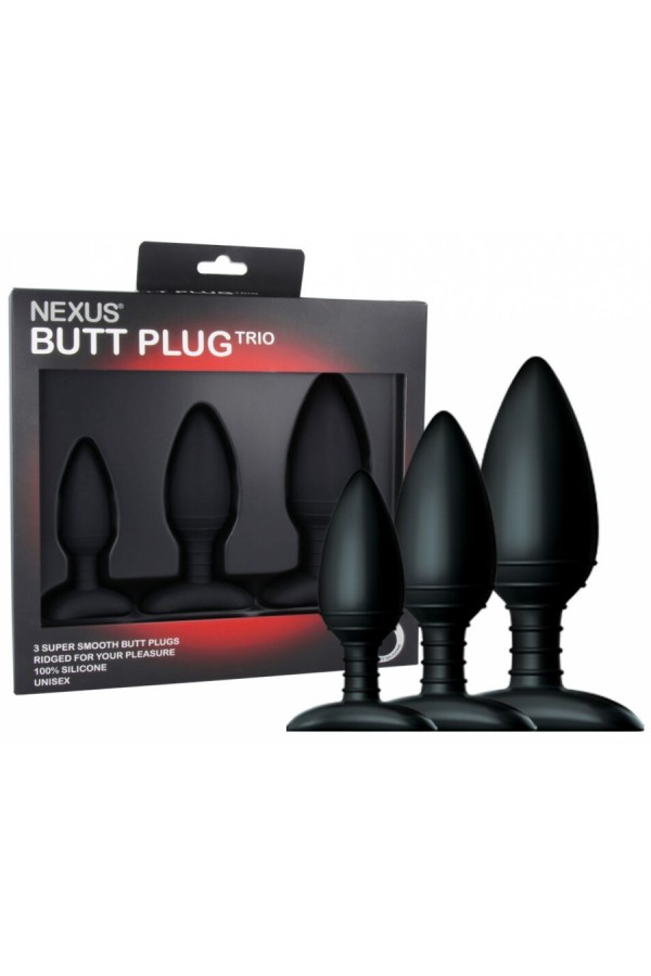 Butt Plugs / Nexus Butt Plug Trio 3 - Solid Silicone - S + M + L - Black