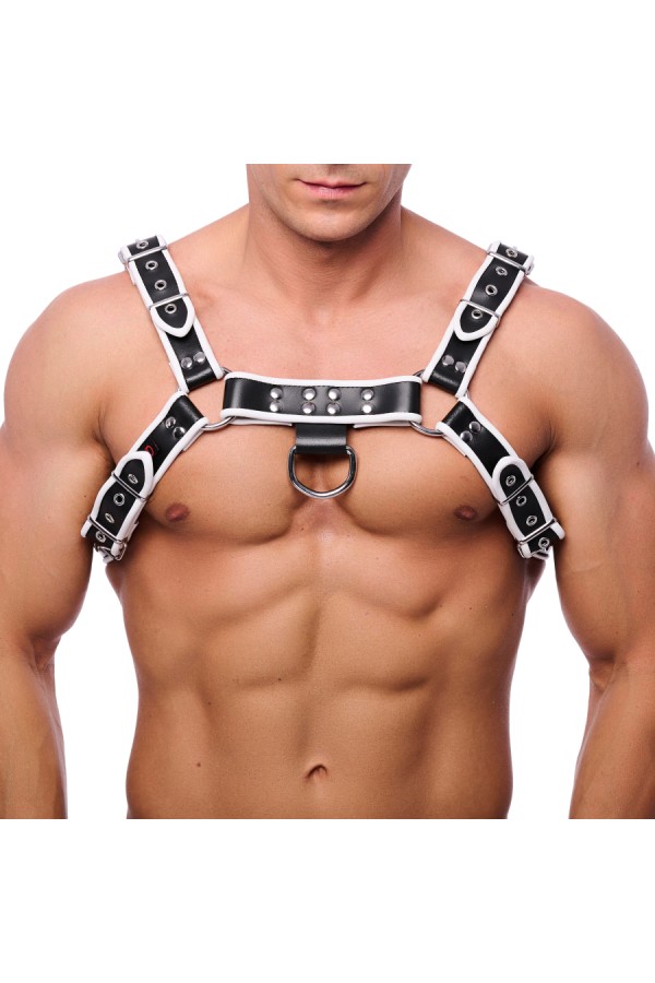 Harnessek / The Red Prémium színes bőr harness fekete fehér