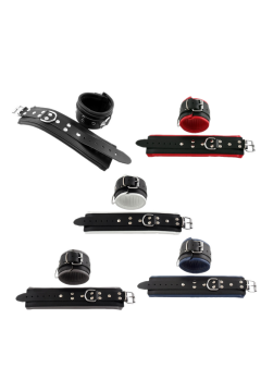 Ankle restraints / Mister B Leather ankle restraints with color padding