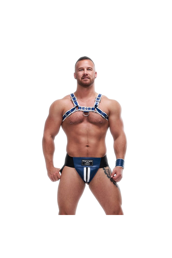 Alsók és jockstrap -ek / Mister B Bőr prémium jockstrap - kék fehér
