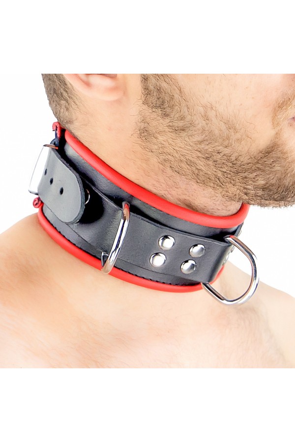 Collars / The Red Leather Necklace - 3 D-rings