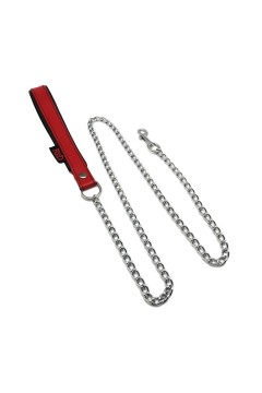 Accessories / The Red Leather leash with handle 1m