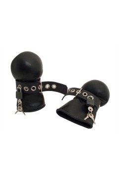 Wrist Restraints / Mister B Lockable Bondage Mittens Black Black