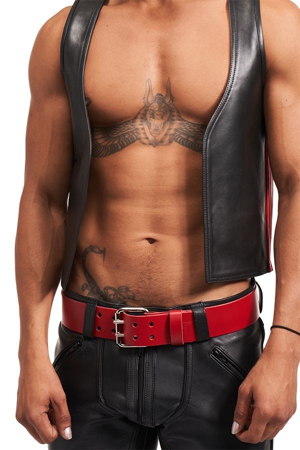 Belts / Mister B Leather Belt 5 cm Double Thorn Red