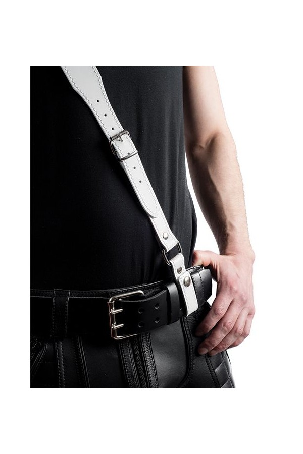 Belts / Mister B Leather Sam Browne Belt Stitched - White