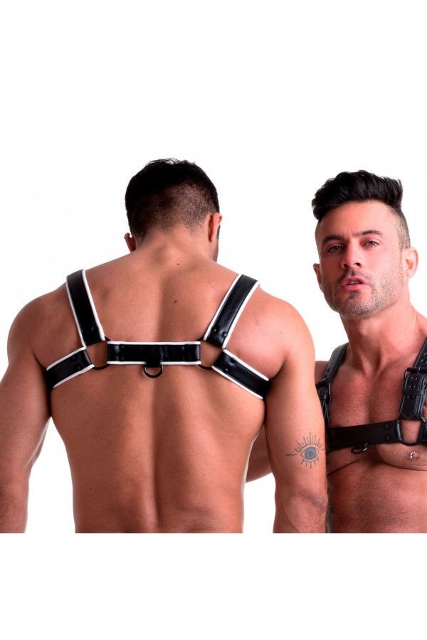 Harnesses / 665 Vegan Bulldog Harness Black White