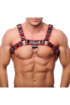 Harnessek / The Red Prémium színes bőr harness fekete piros