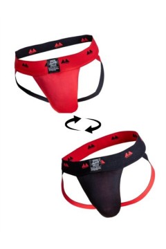Alsók és jockstrap -ek / MM Jocks Klasszikus kifordítható jockstrap fekete piros