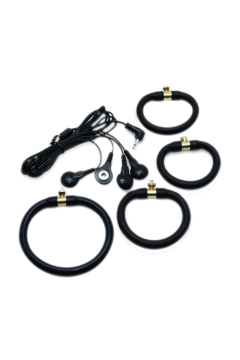 Cock Play / Rimba Electro set silicone cock rings. uni polar