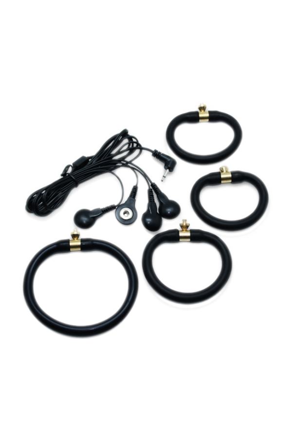 Cock Play / Rimba Electro set silicone cock rings. uni polar