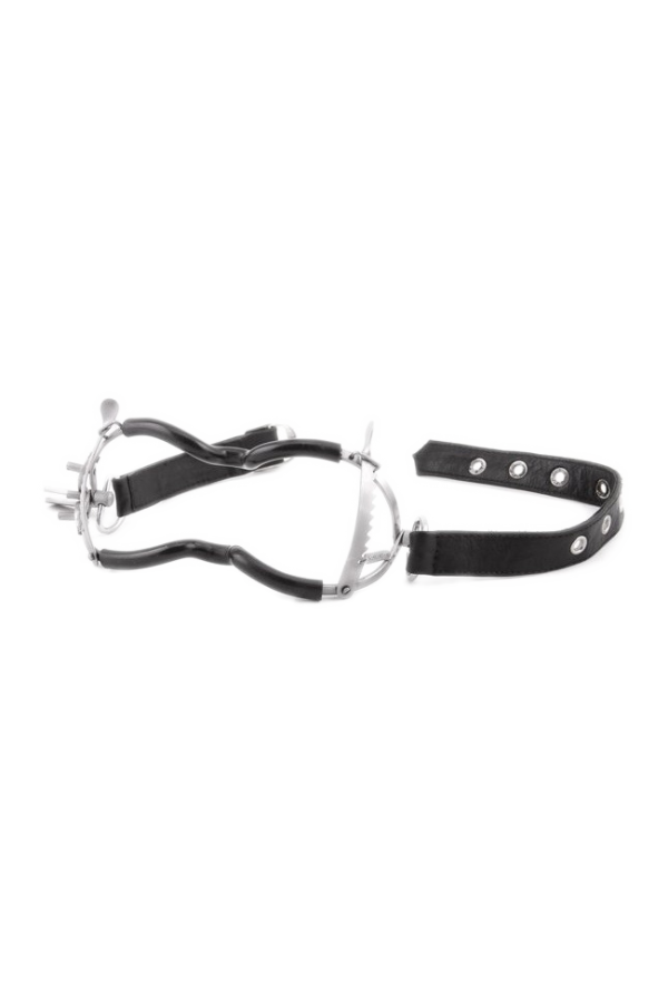 Gags / Black Label Whitehead Ratchet Mouth Gag With Leather Strap + PVC Coating