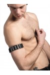Övek és karpántok / Mister B Bőr fekete láncolt bicepszpánt patenttal