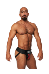 Alsók és jockstrap -ek / Mister B Bőr prémium jockstrap - fekete piros