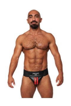 Alsók és jockstrap -ek / Mister B Bőr prémium jockstrap - fekete piros