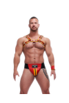 Alsók és jockstrap -ek / Mister B Bőr prémium jockstrap - piros sárga