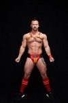 Alsók és jockstrap -ek / Mister B Bőr prémium jockstrap - piros sárga