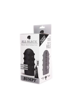 Maszturbátorok / All Black Bumpy igazi bőr érzésű maszturbátor