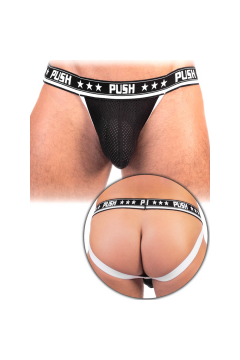 Alsók és jockstrap -ek / Push Prémium Mesh jockstrap - fekete/fehér