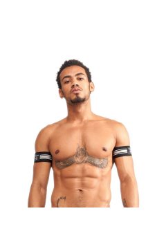 Övek és karpántok / Mister B URBAN Club bicepszpánt - szürke csíkos