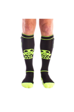 Socks / Brutus GAS MASK Party Socks w. Pockets Black / Neon Yellow