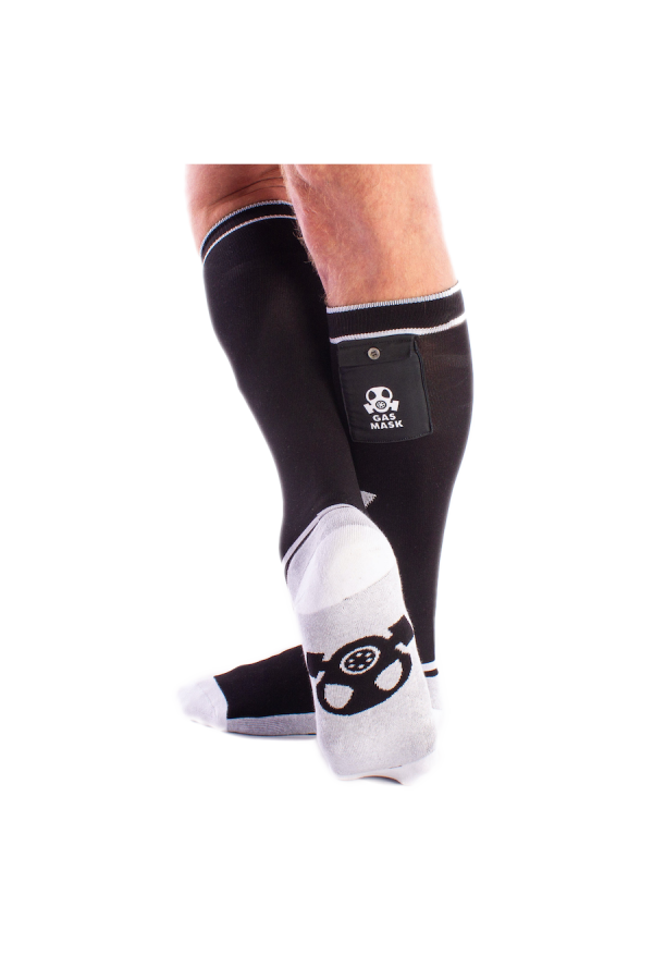 Socks / Brutus GAS MASK Party Socks w. Pockets Black / White