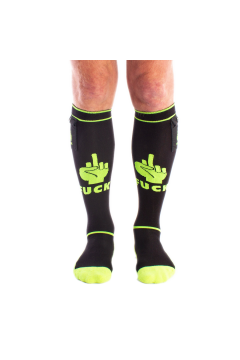 Socks / Brutus FUCK Party Socks w. Pockets Black / Neon Yellow
