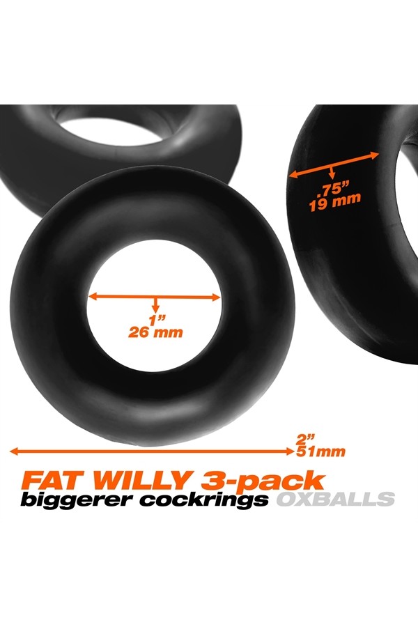 Farok-makk gyűrűk / Oxballs FAT WILLY farokgyűrű 3 darabos - fekete